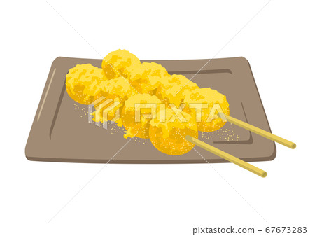 Kushi dumpling Kinako dango with plate 67673283