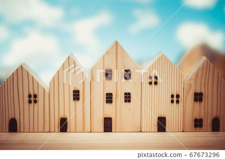 wooden home model toy many house row community art decoration for background wooden home model toy many house row community art decoration for background 67673296