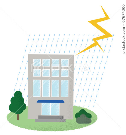 矢量圖的建築遭受雷暴 矢量圖的建築遭受雷暴 67674300