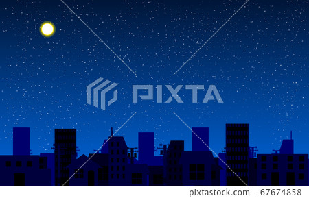 城市夜版午夜的簡單和卡通矢量背景圖 插圖素材 圖庫
