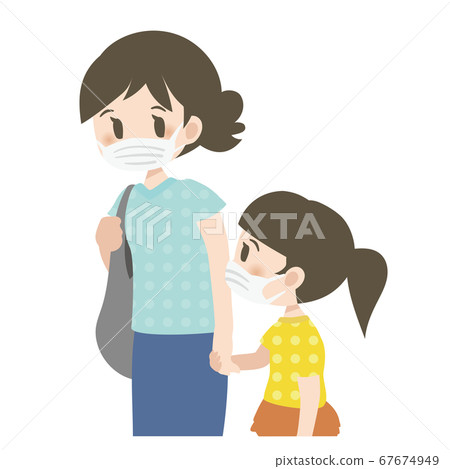 Mask _ mom and daughter _ background white Mask _ mom and daughter _ background white 67674949