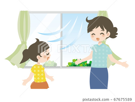 Ventilation _ mom and daughter _ smile Ventilation _ mom and daughter _ smile 67675589