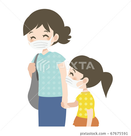 Mask _ mom and daughter _ smile _ background white Mask _ mom and daughter _ smile _ background white 67675591