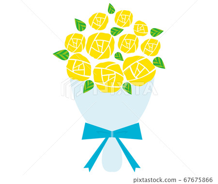 Vector illustration of a yellow rose tied with a ribbon 67675866