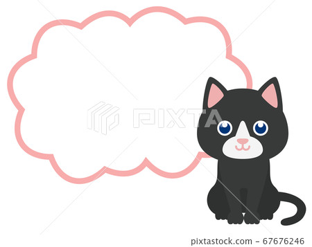 Speech bubble, smiling pet cat 67676246