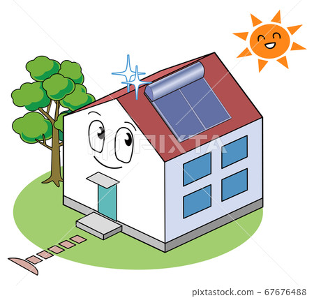 House with solar water heater 67676488