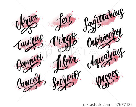 Zodiac lettering Vector Sign. Cartoon astrology 67677123
