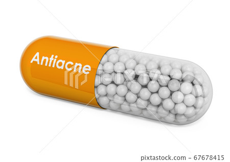 Antiacne Drug, capsule with antiacne. 3D rendering Antiacne Drug, capsule with antiacne. 3D rendering 67678415