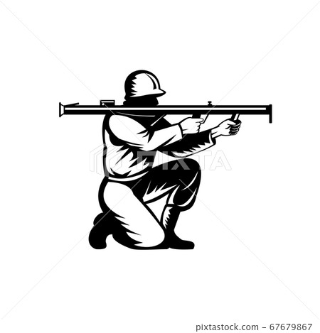 World War Two Soldier Aiming Bazooka Side View World War Two Soldier Aiming Bazooka Side View 67679867