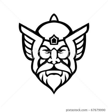 Head of Thor Norse God Front View Mascot Black and 67679990