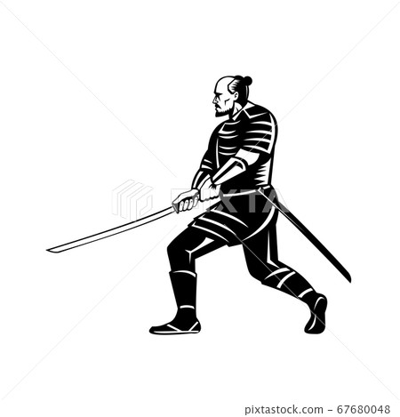 Samurai Warrior With Katana Sword in Fighting 67680048