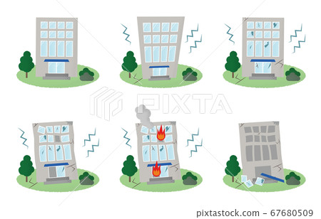 Vector illustration set of houses suffering from earthquake damage 67680509