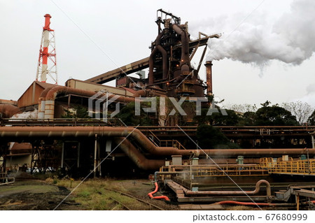 JFE Steel Works blast furnace in operation. 67680999
