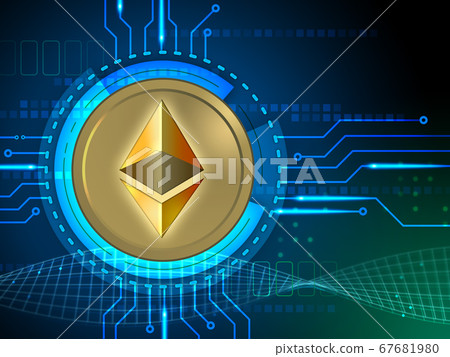 Ethereum symbol connected to some circuits Ethereum symbol connected to some circuits 67681980