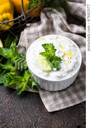 Traditional Greek sauce or appetizer tzatziki 67682077