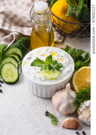 Traditional Greek sauce or appetizer tzatziki Traditional Greek sauce or appetizer tzatziki 67682127