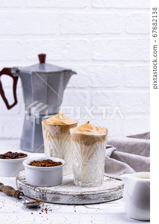 Dalgona whipped coffee with milk Dalgona whipped coffee with milk 67682138