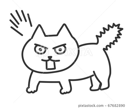 Intimidating white cat illustration 67682890