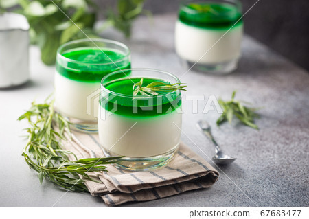 Panna Cotta with tarragon sauce Panna Cotta with tarragon sauce 67683477