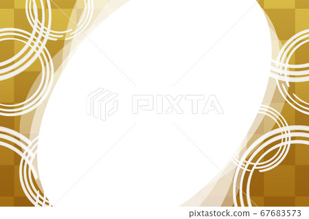 Japanese style frame with ripples, rectangular gold Japanese style frame with ripples, rectangular gold 67683573