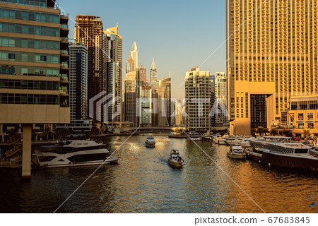 Dubai Marina at sunset 67683845