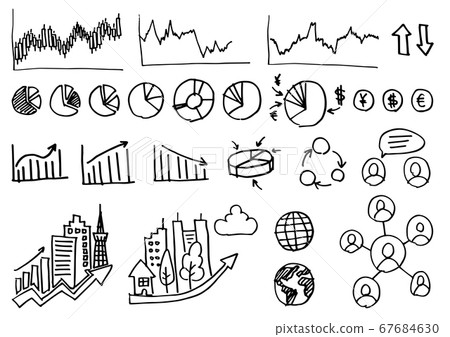 Handwriting icon set-Business graph 67684630