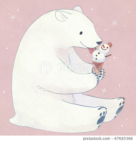 Snow bear eating ice cream Snow bear eating ice cream 67685366