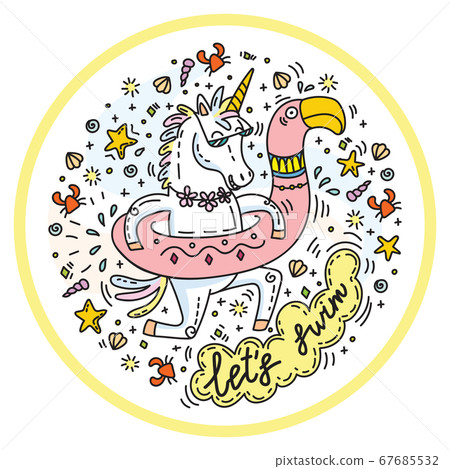 Lets swim colorful unicorn 67685532