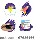 Icon set of education on space explore. Vector cartoon illustration. 67686466