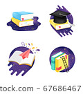 Icon set of education on space explore. Vector cartoon illustration. 67686467