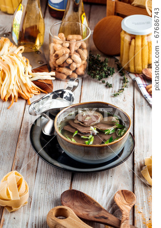 Kazakh style soup sorpa with kazy horse meat  67686743