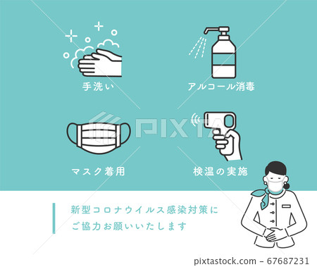 新的冠狀病毒傳染病對策圖標集素材 67687231