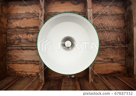 green chandelier lamp on the ceiling in the wood 67687332