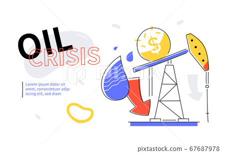 Oil crisis - colorful flat design style web banner Oil crisis - colorful flat design style web banner 67687978