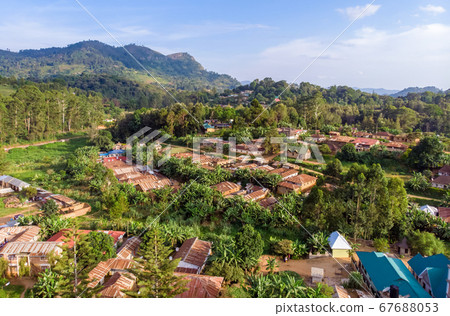 Aerial Drone Shot of Lushoto village in Usambara Mountains. Remote Place in Tanga Province, Tanzania, Africa Aerial Drone Shot of Lushoto village in Usambara Mountains. Remote Place in Tanga Province, Tanzania, Africa 67688053