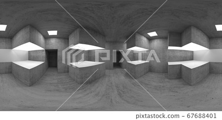 Empty concrete exhibition hall interior, 360 Empty concrete exhibition hall interior, 360 67688401
