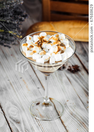 Creamy dessert with toasted marshmallows 67688629