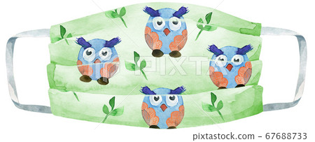 Medical protective mask with owls on white background, Prevent Coronavirus, protection factor for virus. 67688733