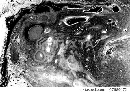 Black and white marbling background. Unique artwork texture. Marble pattern imitation. Stock illustration. 67689472