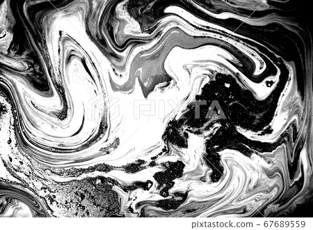 Black and white marbling background. Unique artwork texture. Marble pattern imitation. Stock illustration. 67689559