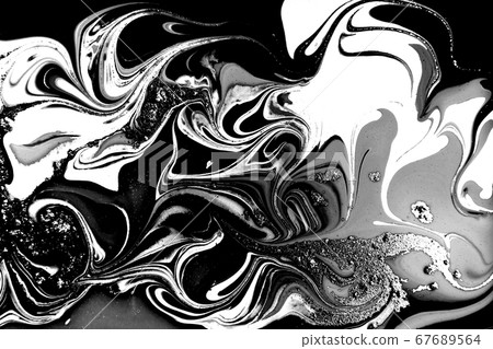 Black and white marbling background. Unique artwork texture. Marble pattern imitation. Stock illustration. 67689564