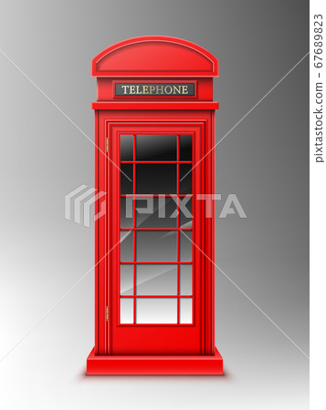Vintage red telephone booth, London phone box 67689823