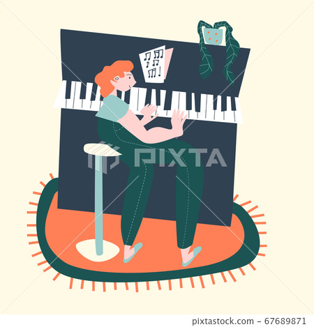 Stay home poster. Playing the piano at home Stay home poster. Playing the piano at home 67689871