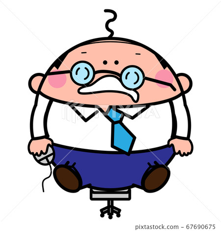 Uncle bald doze glasses office worker illustration material Uncle bald doze glasses office worker illustration material 67690675