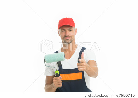 Wall painting is eco and economic. Paint rolling. Wall painting is eco and economic. Paint rolling. 67690719