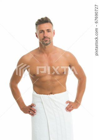 Deal with bristle. After bath. Sexy man in bath Deal with bristle. After bath. Sexy man in bath 67690727