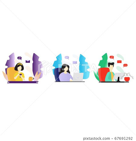 People work on laptops and study remote. Learning People work on laptops and study remote. Learning 67691292