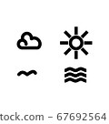 cloud, sun, bird and wave icon 67692564