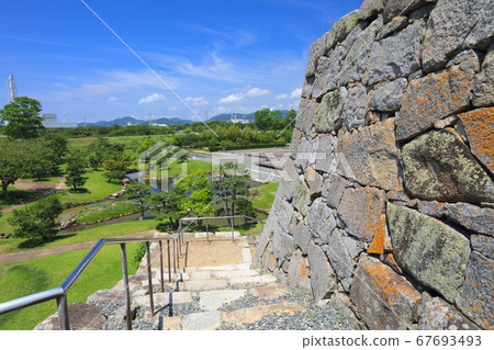 赤穗城的城堡塔樓遺跡 日本遺產 百座著名日本城堡 日本百座歷史公園 兵庫縣赤穗市 照片素材 圖片 圖庫