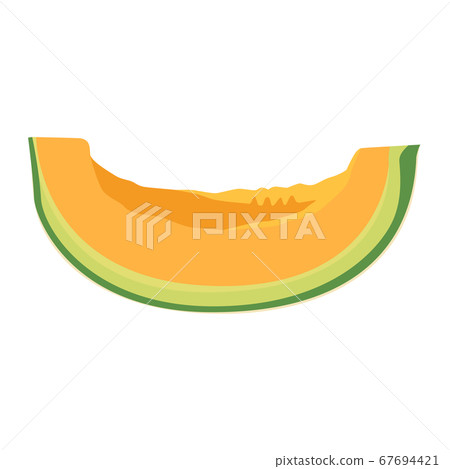 Illustration of red meat melon cut for easy eating. 67694421